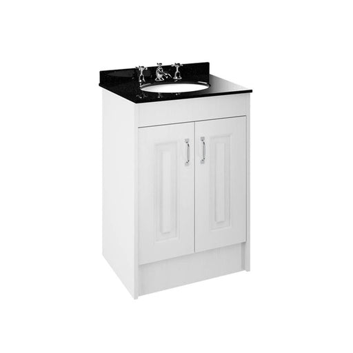 Nuie York 2 Door Floor Standing Vanity Unit with Black Marble Top & 3 Tap Hole Basin - Unbeatable Bathrooms