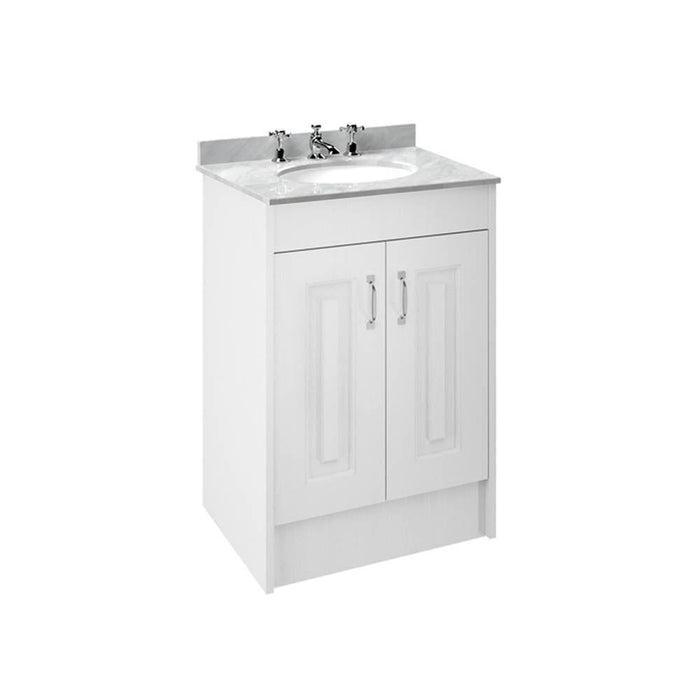 Nuie York 2 Door Floor Standing Vanity Unit and Grey Marble with Round 3 Tap Hole Ceramic Bowl - Unbeatable Bathrooms