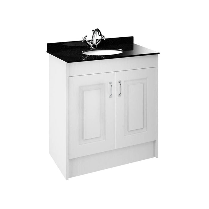 Nuie York 2 Door Floor Standing Vanity Unit with Black Marble Top & 1 Tap Hole Basin - Unbeatable Bathrooms