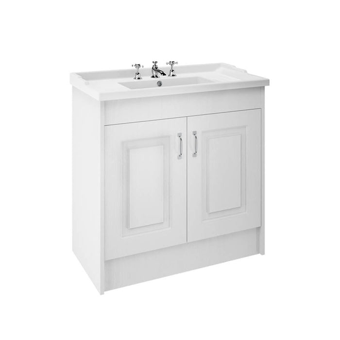 Nuie York 2 Door Floor Standing Vanity Unit with 3 Tap Hole Ceramic Basin - Unbeatable Bathrooms