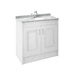 Nuie York 2 Door Floor Standing Vanity Unit and Grey Marble with Round Ceramic Bowl - Unbeatable Bathrooms