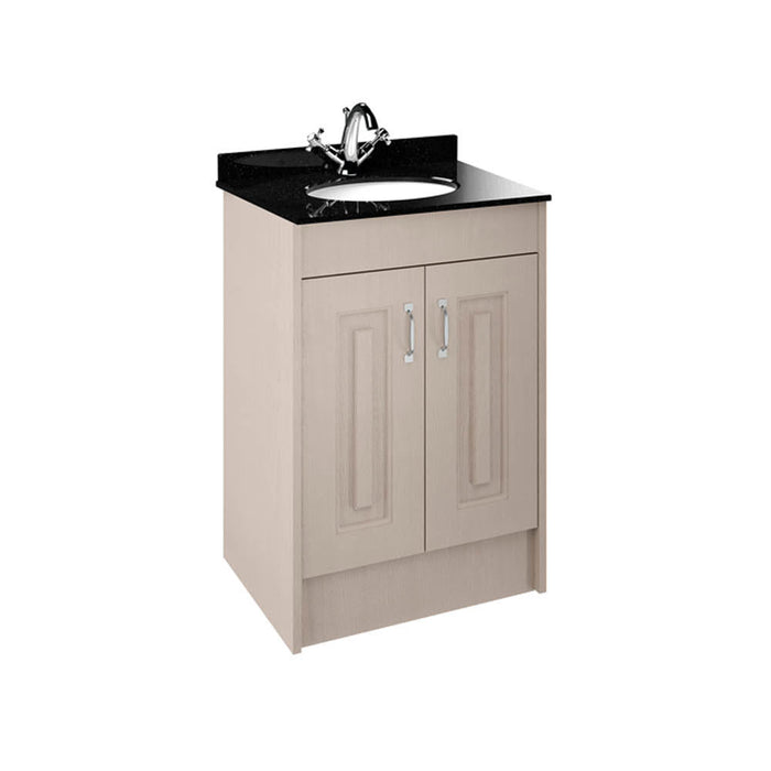 Nuie York 2 Door Floor Standing Vanity Unit with Black Marble Top & 1 Tap Hole Basin - Unbeatable Bathrooms
