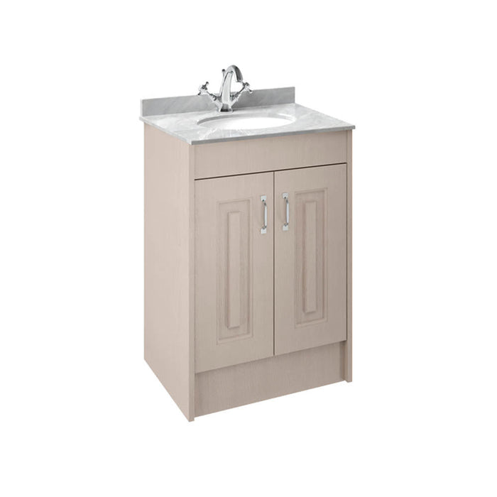 Nuie York 2 Door Floor Standing Vanity Unit and Grey Marble with Round Ceramic Bowl - Unbeatable Bathrooms