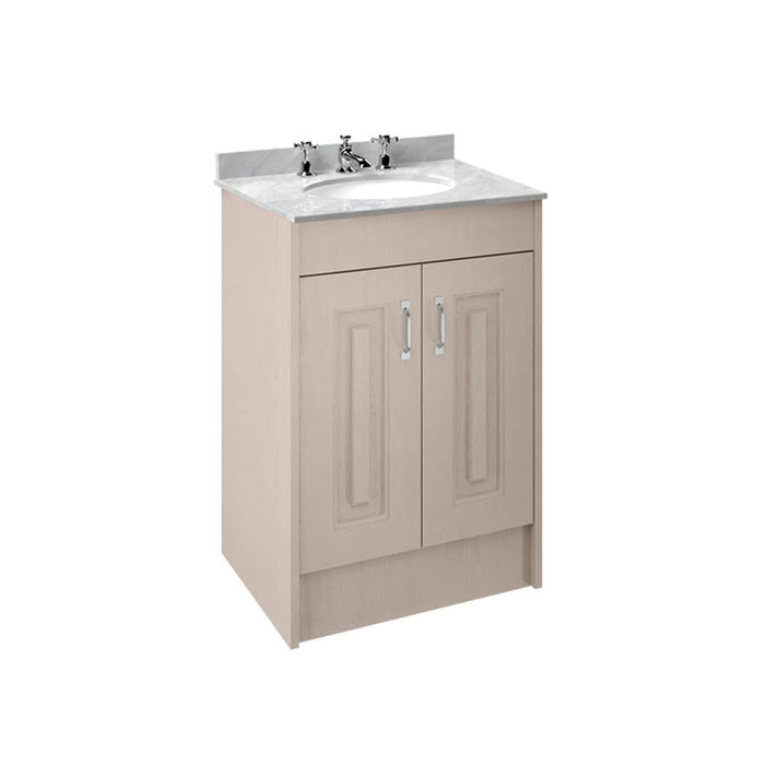 Nuie York 2 Door Floor Standing Vanity Unit and Grey Marble with Round 3 Tap Hole Ceramic Bowl - Unbeatable Bathrooms