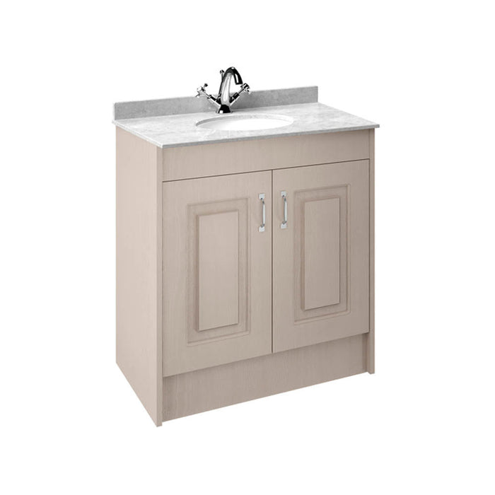 Nuie York 2 Door Floor Standing Vanity Unit and White Marble with Round Ceramic Bowl - Unbeatable Bathrooms