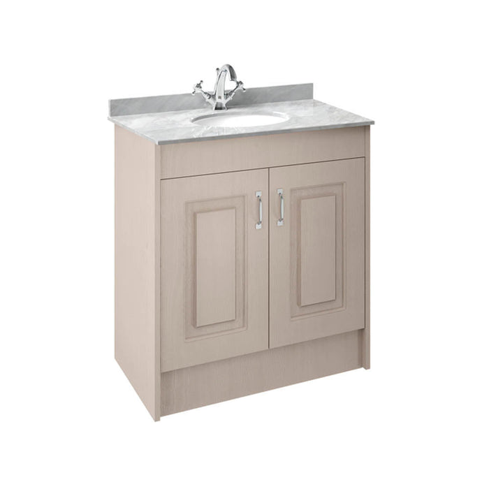 Nuie York 2 Door Floor Standing Vanity Unit with Grey Marble Top & 1 Tap Hole Basin - Unbeatable Bathrooms