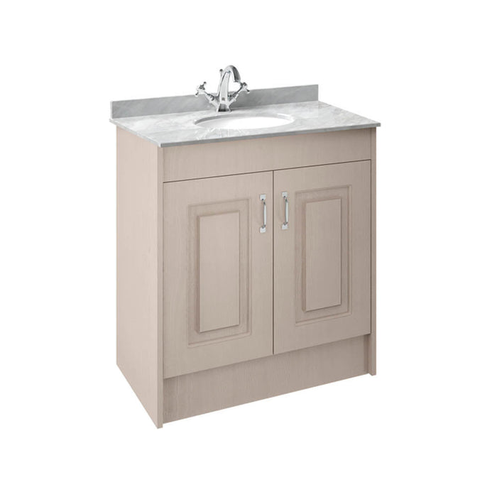 Nuie York 2 Door Floor Standing Vanity Unit and Grey Marble with Round Ceramic Bowl - Unbeatable Bathrooms