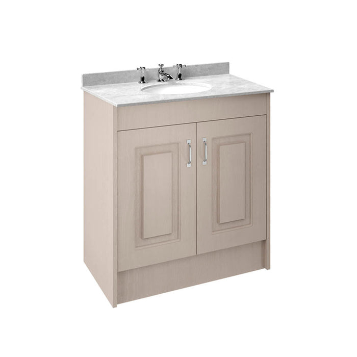 Nuie York 2 Door Floor Standing Vanity Unit and White Marble with Round 3 Tap Hole Ceramic Bowl - Unbeatable Bathrooms