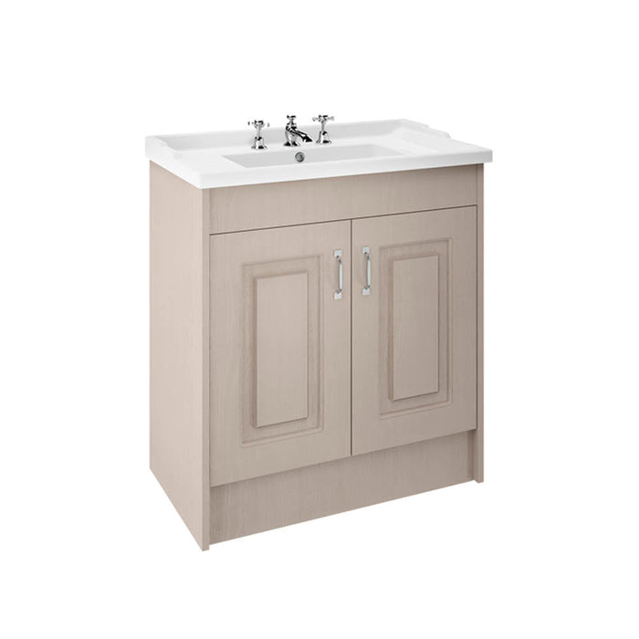 Nuie York 2 Door Floor Standing Vanity Unit with 3 Tap Hole Ceramic Basin - Unbeatable Bathrooms