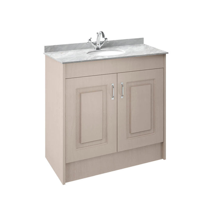 Nuie York 2 Door Floor Standing Vanity Unit and Grey Marble with Round Ceramic Bowl - Unbeatable Bathrooms