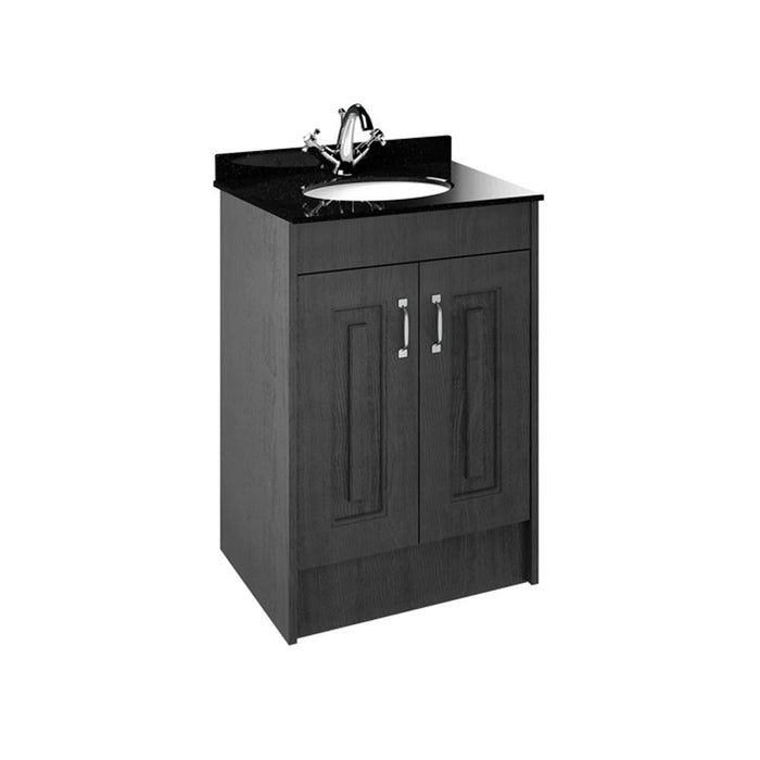Nuie York 2 Door Floor Standing Vanity Unit with Black Marble Top & 1 Tap Hole Basin - Unbeatable Bathrooms