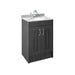 Nuie York 2 Door Floor Standing Vanity Unit and Grey Marble with Round Ceramic Bowl - Unbeatable Bathrooms
