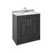 Nuie York 2 Door Floor Standing Vanity Unit with Grey Marble Top & 1 Tap Hole Basin - Unbeatable Bathrooms