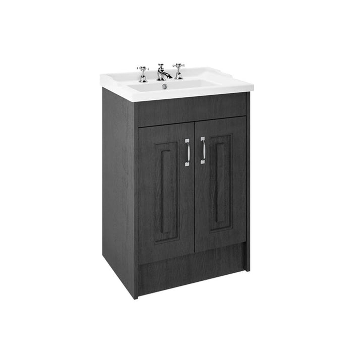 Nuie York 2 Door Floor Standing Vanity Unit with 3 Tap Hole Ceramic Basin - Unbeatable Bathrooms