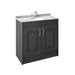 Nuie York 2 Door Floor Standing Vanity Unit and Grey Marble with Round Ceramic Bowl - Unbeatable Bathrooms