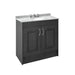Nuie York 2 Door Floor Standing Vanity Unit and Grey Marble with Round 3 Tap Hole Ceramic Bowl - Unbeatable Bathrooms