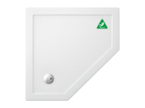 Britton 1200mm Anti-Bac & Anti-Slip Offset Pentagon Shower Tray - Unbeatable Bathrooms