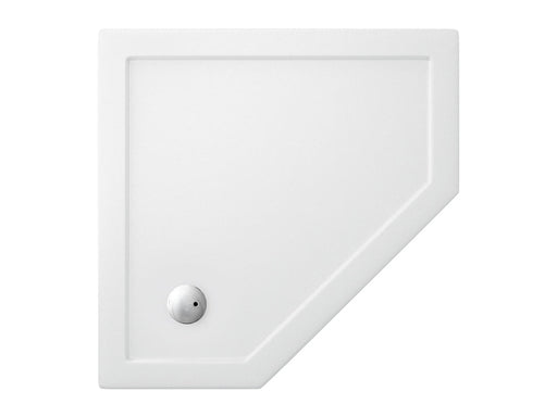 Britton 1200mm Anti-Bacterial Offset Pentagon Shower Tray - Unbeatable Bathrooms