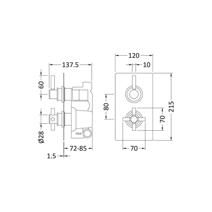 Hudson Reed Twin Thermostatic Shower Valve with Diverter - Unbeatable Bathrooms