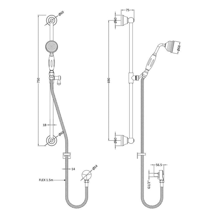 Hudson Reed Traditional Slider Rail Kit - Unbeatable Bathrooms