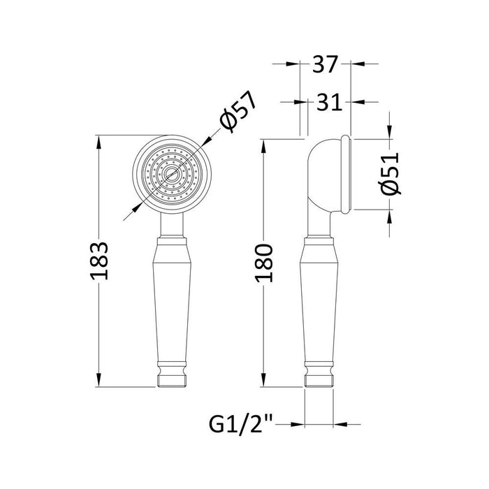 Hudson Reed White Topaz Small Traditional Handset - Unbeatable Bathrooms
