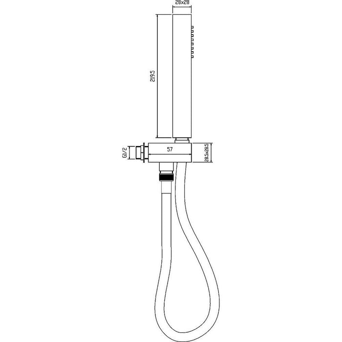 Hudson Reed Square Outlet Elbow, Parking Bracket, Flex And Handset - Unbeatable Bathrooms