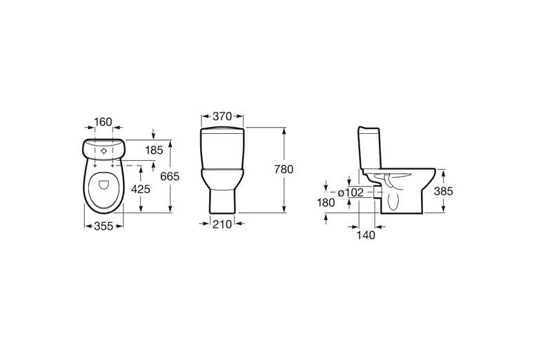 Roca Laura Close-Coupled Open Back WC Unit - Unbeatable Bathrooms