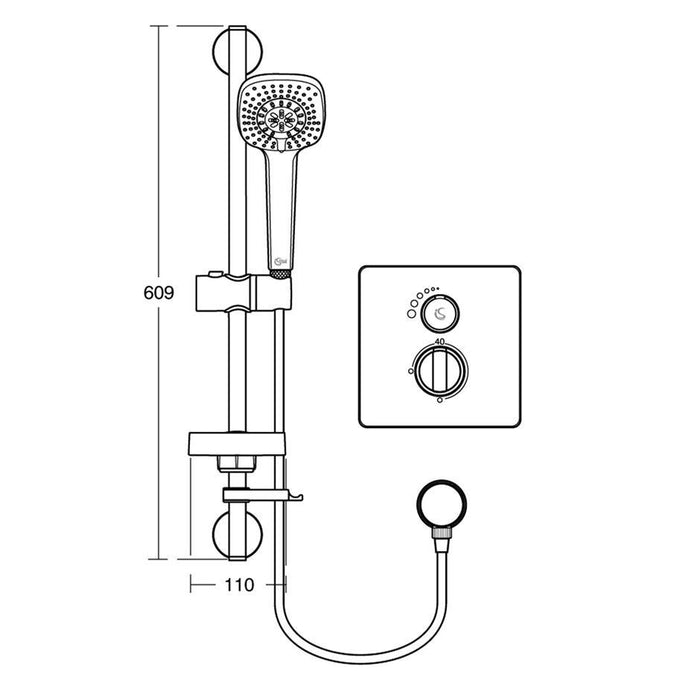 Ideal Standard Concept Easybox Slim built-in thermostatic shower pack with faceplate and Idealrain M3 kit. Consists of brass mixer, plastic installation box, mounting bracket, faceplate and handles. - Unbeatable Bathrooms