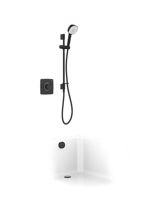 Mira Evoco Double Outlet Thermostatic Mixer Shower with Bath Filler & Adjustable Head - Matt Black - Unbeatable Bathrooms