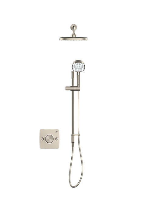 Mira Evoco Dual Outlet Thermostatic Mixer Shower with Adjustable & Fixed Heads - Brushed Nickel - Unbeatable Bathrooms