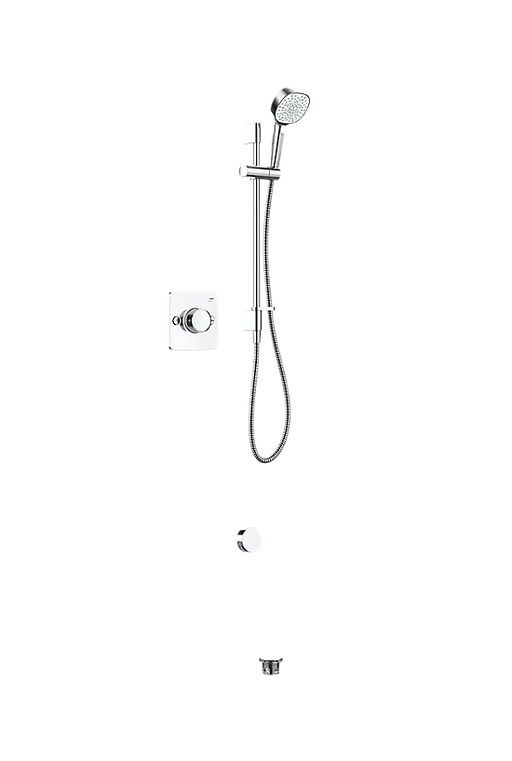 Mira Evoco Double Outlet Thermostatic Mixer Shower with Bath Filler & Adjustable Head - Chrome - Unbeatable Bathrooms