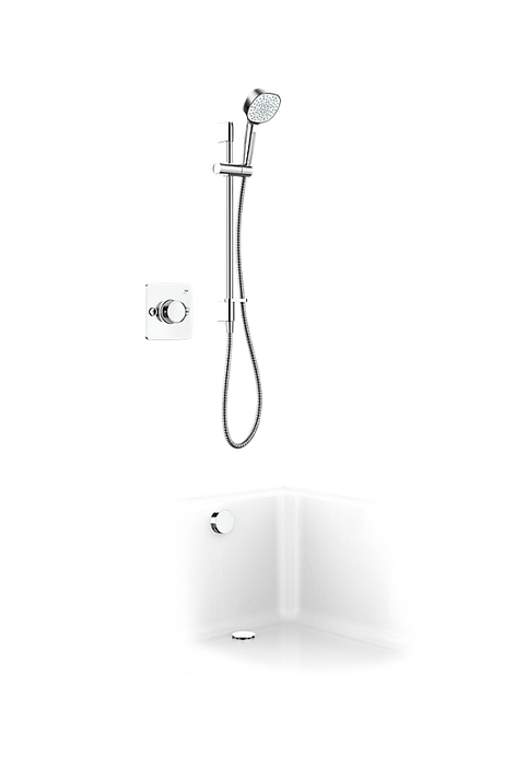 Mira Evoco Double Outlet Thermostatic Mixer Shower with Bath Filler & Adjustable Head - Chrome - Unbeatable Bathrooms
