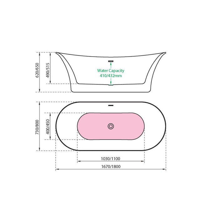 Charlotte Edwards Admiralty 16/1800mm Gloss White Slim-Edged Freestanding Bath - Unbeatable Bathrooms