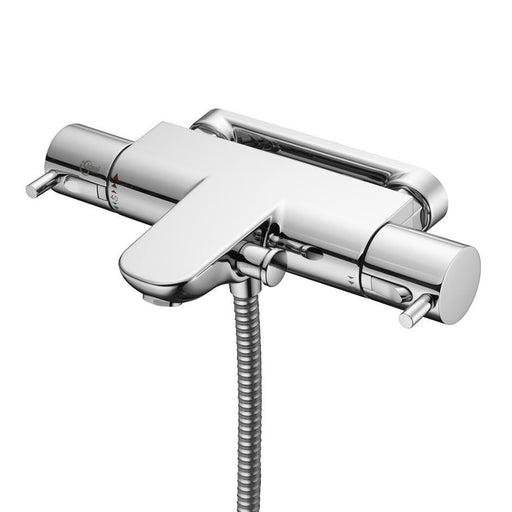 Ideal Standard Alto Ecotherm bath shower mixer with metal pin handles & fast-fix wall bracket - Unbeatable Bathrooms
