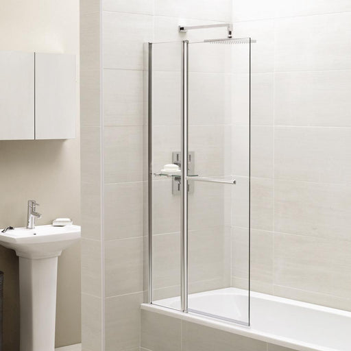 April Identiti Square Fixed Panel Bath Screen Towel Rail - Unbeatable Bathrooms