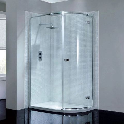 April Prestige Frameless Offset Quadrant Shower Enclosure with Hinged Door - Unbeatable Bathrooms