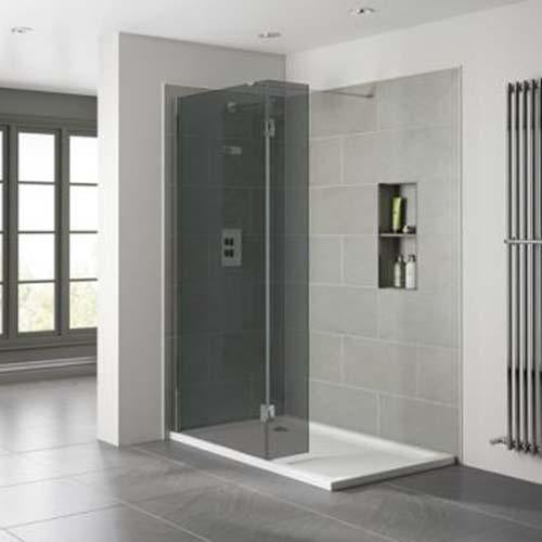 April Prestige Frameless Shower Enclosure with 10mm Smoked Glass Wetroom - Unbeatable Bathrooms