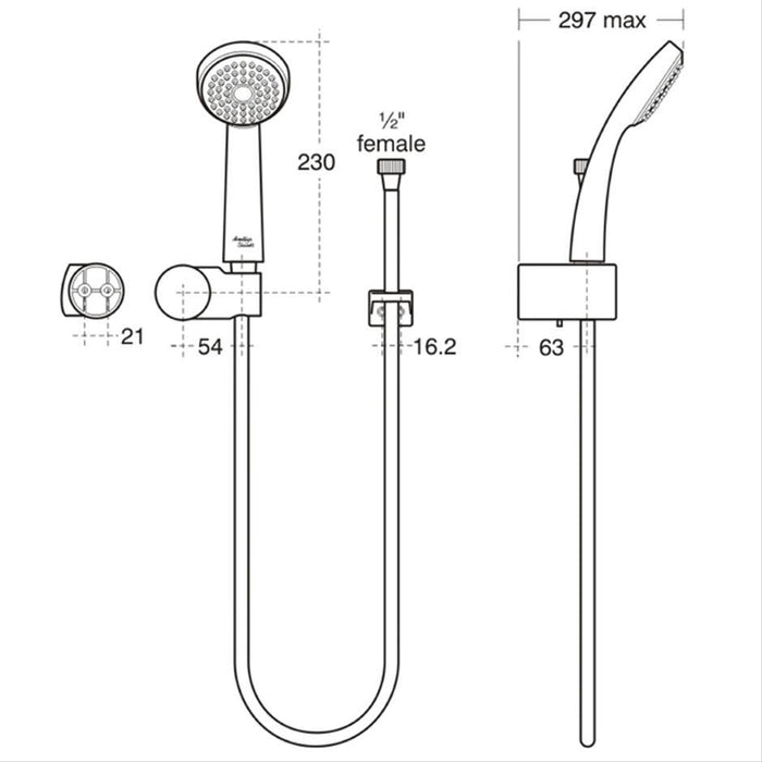 Armitage Shanks Armaglide 2 Shower Set with Single Function Handspray, 1800mm Idealflex Smooth Hose, Wall Mounted Holder and Category 5 Hose Retainer - Unbeatable Bathrooms