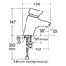 Armitage Shanks Avon 21 Washbasin Mixer 1 Hole, Self Closing Push Button, Variable Temperature Control with 15mm Female Connector Flexible Hoses On Inlets - Unbeatable Bathrooms