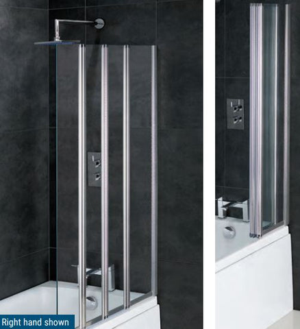 Volente 1000mm 1 Fixed and 3 Folding Panel Bath Screen LH - Unbeatable Bathrooms