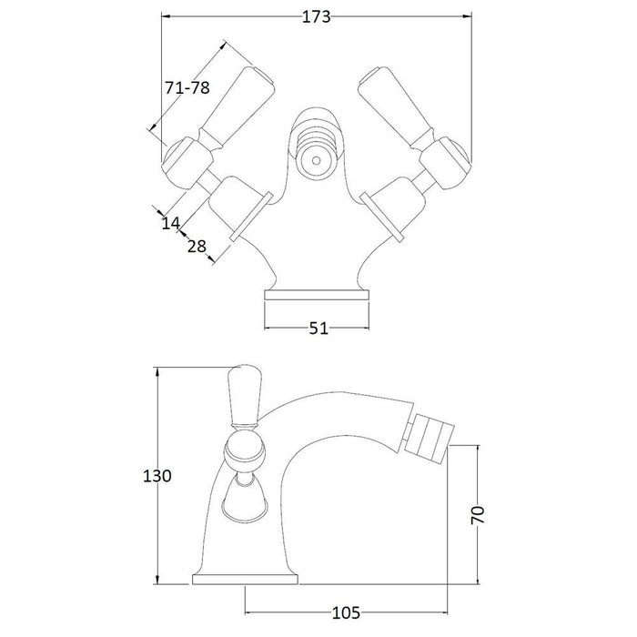 Hudson Reed Topaz Lever Mono Bidet Mixer - Unbeatable Bathrooms