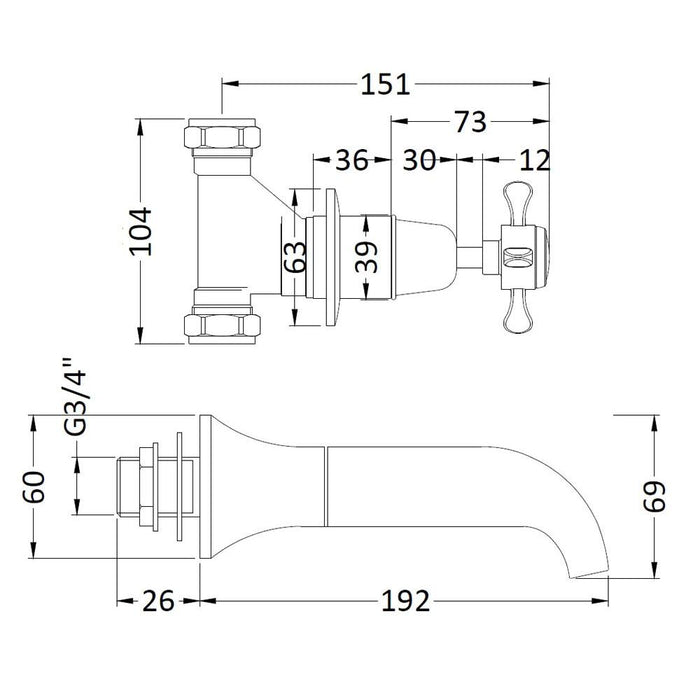 Hudson Reed Topaz With Bath Spout & Stop Taps - Unbeatable Bathrooms