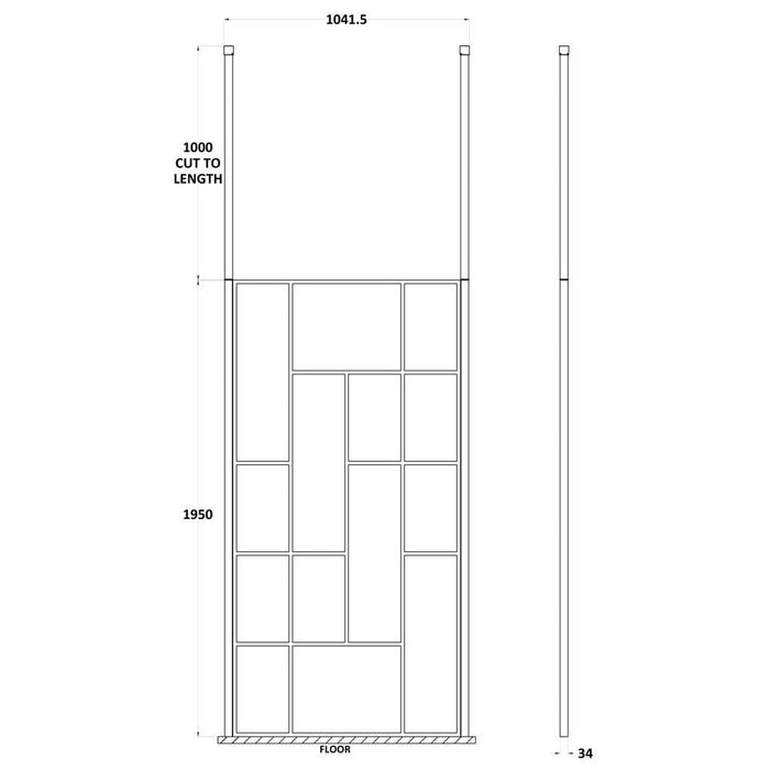 Hudson Reed Abstract Frame Wetroom Screen with Support Bars - Unbeatable Bathrooms