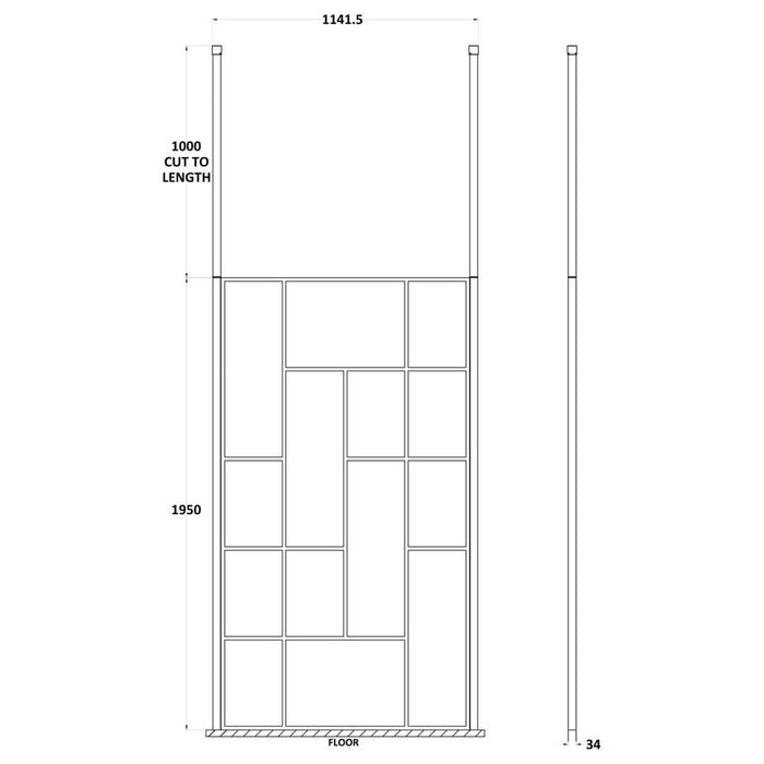 Hudson Reed Abstract Frame Wetroom Screen with Support Bars - Unbeatable Bathrooms