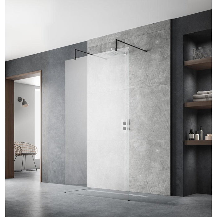 Hudson Reed Wetroom Screen & Black Support Arms - Unbeatable Bathrooms