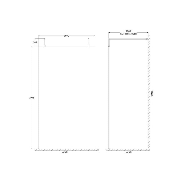 Hudson Reed Wetroom Screen & Black Support Arms - Unbeatable Bathrooms