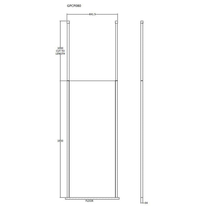 Hudson Reed Wetroom Screen & Black Ceiling Posts - Unbeatable Bathrooms