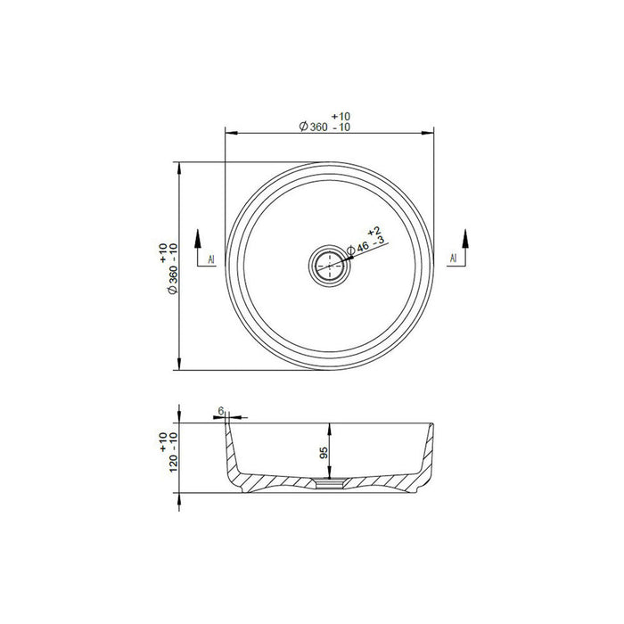 Bliss Vittoria 355mm Ceramic Round Washbowl & Waste - Unbeatable Bathrooms
