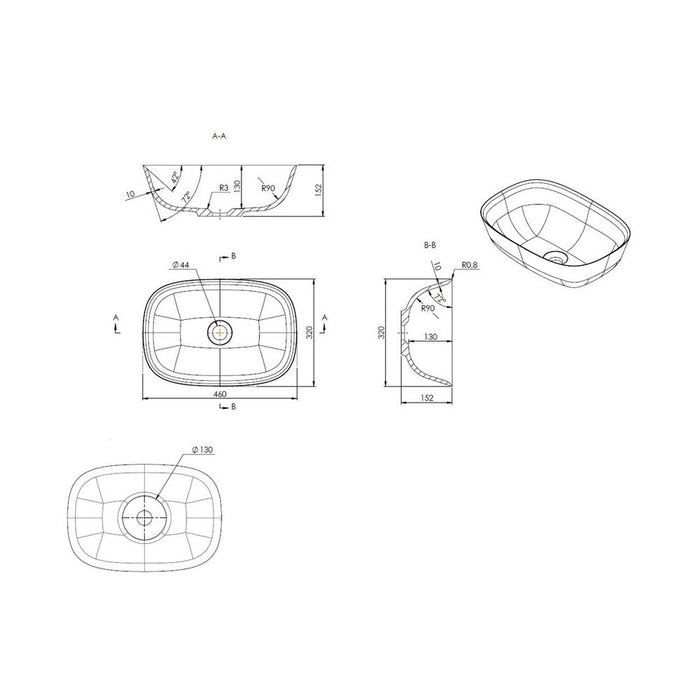 Bliss BLIS100513 Sofia 460 x 320mm Resin Washbowl - Unbeatable Bathrooms