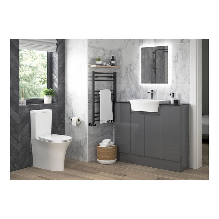 Bliss BLIS100522 Varna Rimless Close Coupled Open Back WC & Soft Close Seat - Unbeatable Bathrooms